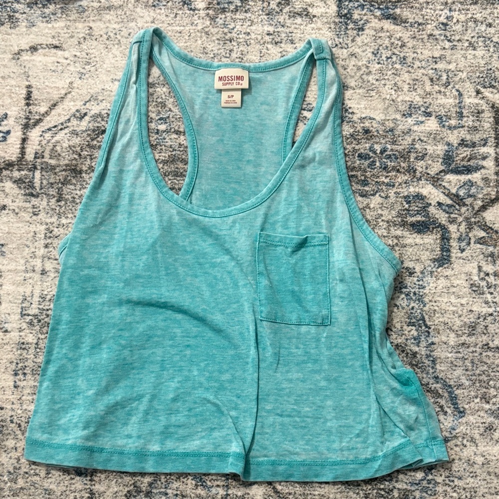 Mossimo Supply Co. Aqua Tank Top with Pocket